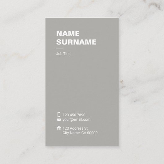 Carte de visite vertical gris de mini typo (Dos)