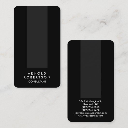 Carte de visite vertical gris noir arrondi (Devant / Derrière)