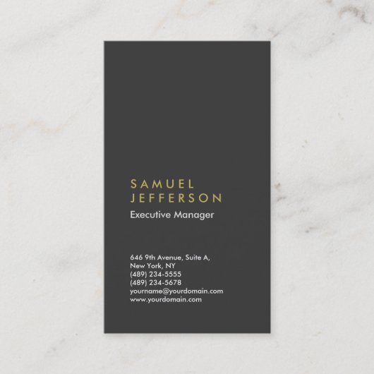 Carte De Visite Vertical gris noir professionnel simple moderne (Devant)