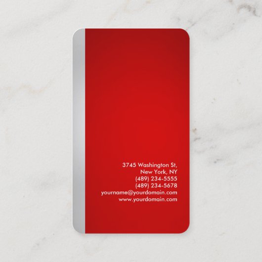 Carte de visite vertical gris-rouge arrondi (Dos)