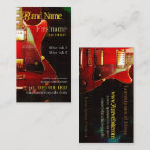 CARTE DE VISITE vertical GUITAR "GrungeRed" (Devant / Derrière)