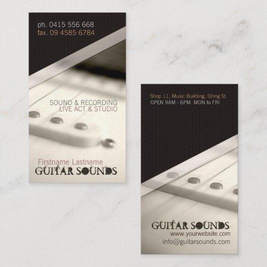 CARTE DE VISITE vertical GUITAR LIGHT (Devant / Derrière)