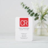 Carte De Visite Vertical Large Red Stripe White Professional Plain (Debout devant)