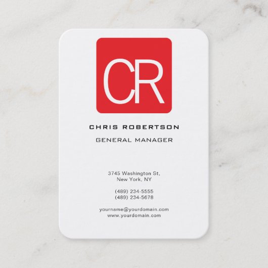 Carte De Visite Vertical Large Rouge Rayure Blanc Professionnel Un (Devant)