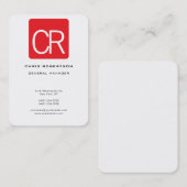 Carte De Visite Vertical Large Rouge Rayure Blanc Professionnel Un (Devant / Derrière)