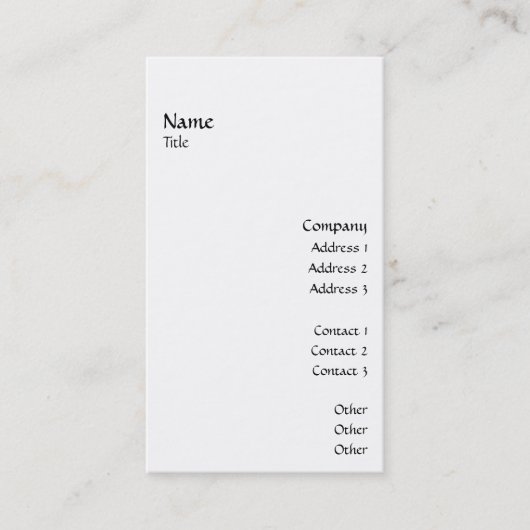 Carte De Visite Vertical lissez 2 (Devant)