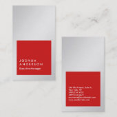 Carte De Visite Vertical métal gris gris rouge professionnel (Devant / Derrière)