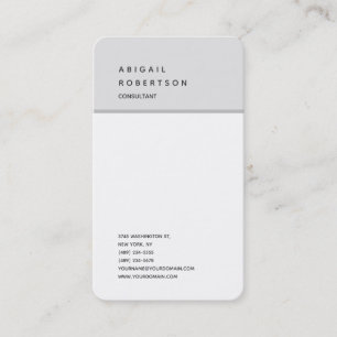 Carte De Visite Vertical Minimaliste Moderne Gris Blanc Tendance