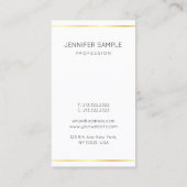 Carte De Visite Vertical Moderne Elegant Corporate Gold Stripes (Dos)