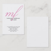 Carte De Visite Vertical moderne rose blanc écriture manuscrite mo (Devant / Derrière)