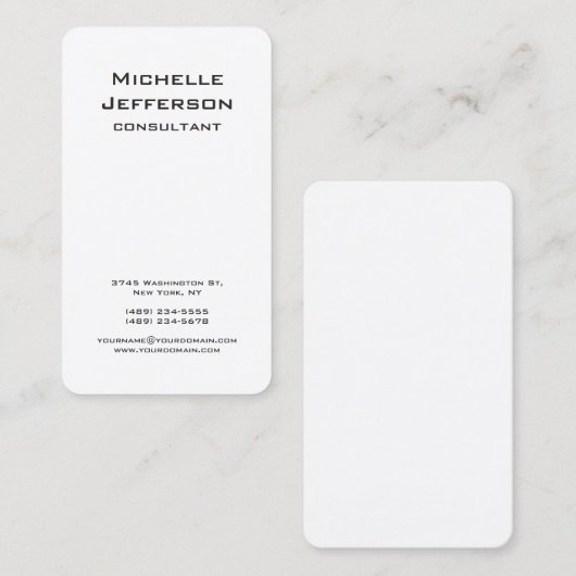 Carte De Visite Vertical Noir & Blanc Moderne Design tendance (Devant / Derrière)