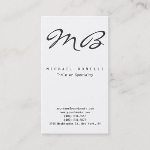 Carte de visite vertical noir blanc monogramme
