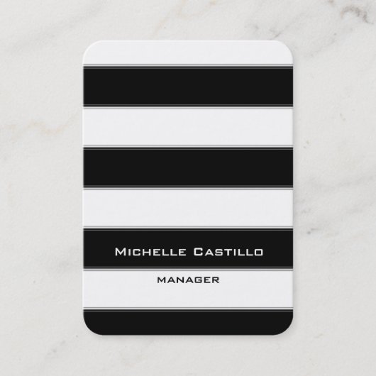 Carte De Visite Vertical noir blanc rayures Design d'art unique (Devant)