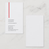 Carte De Visite Vertical Noir Blanc Rouge Tendance Moderne Simple (Devant / Derrière)