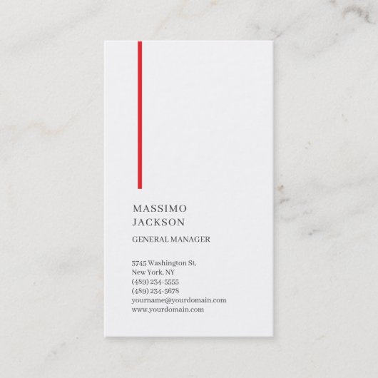 Carte De Visite Vertical Noir Blanc Rouge Tendance Moderne Simple (Devant)