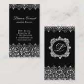 Carte de visite vertical noir d'art déco avec (Devant / Derrière)