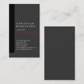 Carte de visite vertical noir gris rouge tendance (Devant / Derrière)