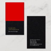 Carte De Visite Vertical noir rouge professionnel plaine moderne (Devant / Derrière)
