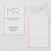 Carte de visite vertical papier à doublure tendanc (Devant / Derrière)