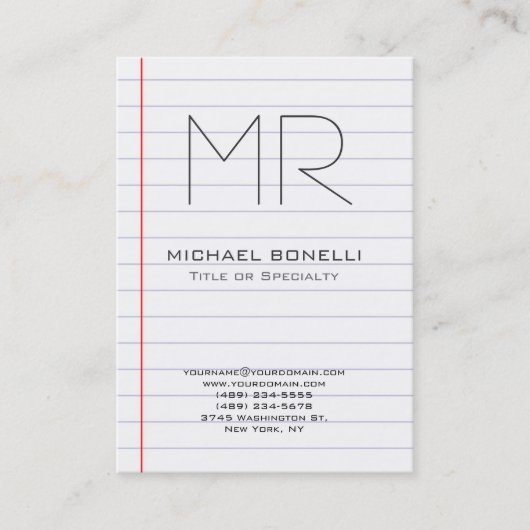 Carte de visite vertical papier à doublure tendanc (Devant)