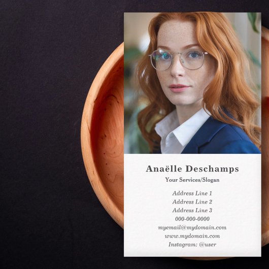 Carte de visite vertical photo personnalisé simple