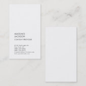 Carte De Visite Vertical Plain Simple Black White Minimalist (Devant / Derrière)