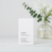Carte De Visite Vertical Plain Simple Black White Minimalist (Debout devant)