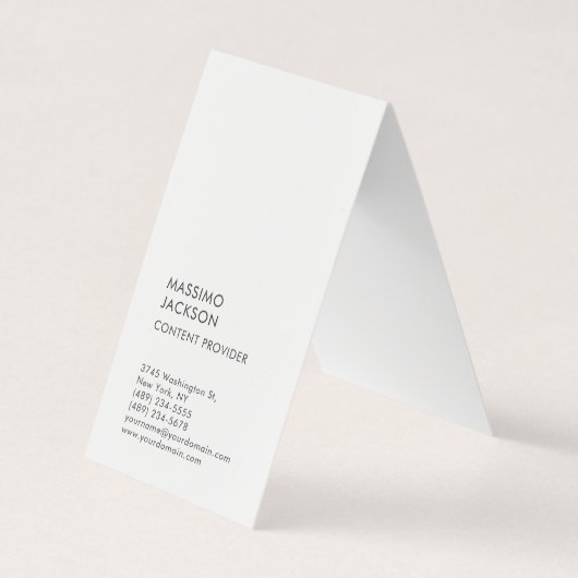 Carte De Visite Vertical Plain Simple Noir Blanc Minimaliste (Devant)