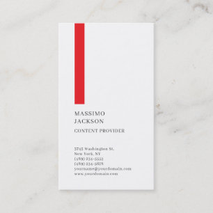 Carte De Visite Vertical Plain Simple noir blanc rouge minimaliste
