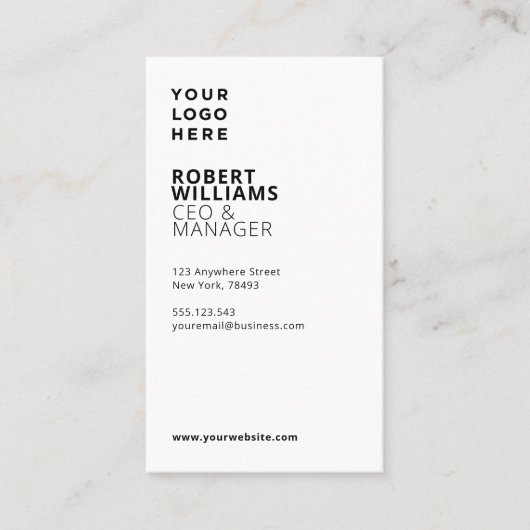 Carte De Visite Vertical professionnel simple (Devant)