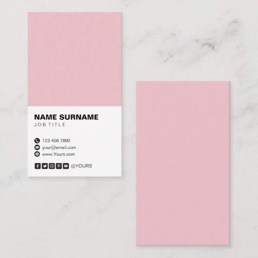 Carte de visite vertical rose professionnel (Devant / Derrière)