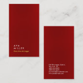 Carte De Visite Vertical rouge couleur professionnelle moderne sim (Devant / Derrière)