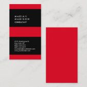 Carte De Visite Vertical rouge noir rayé tendance (Devant / Derrière)