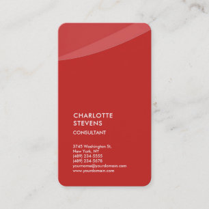 Carte De Visite Vertical Rouge tendance minimaliste Élégant Simple