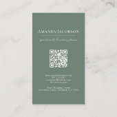 Carte De Visite Vertical Sage Vert Élégant Professionnel (Dos)