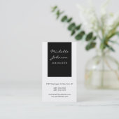 Carte de visite Vertical Script Black White Manage (Debout devant)