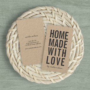 Carte De Visite Vertical Simple Rustique Kraft Fait avec Amour
