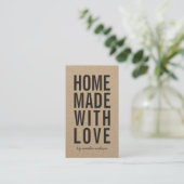 Carte De Visite Vertical Simple Rustique Kraft Fait avec Amour (Debout devant)