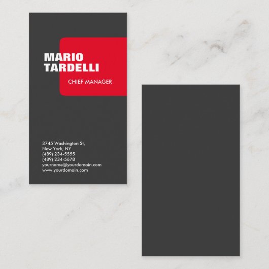 Carte De Visite Vertical tendance sur mesure fait gris rouge clair (Devant / Derrière)