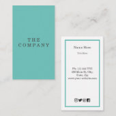 Carte De Visite Vertical Turquoise minimaliste (Devant / Derrière)