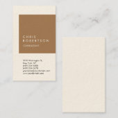 Carte De Visite Vertical Unique Signature Cream Brown Moderne (Devant / Derrière)