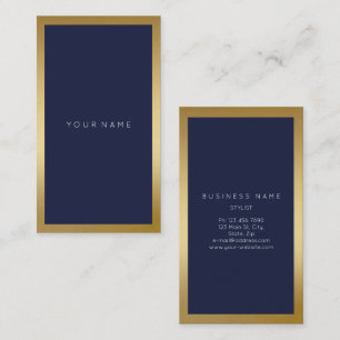 Carte De Visite Verticale abstraite minimale de cadre d'or bleu de