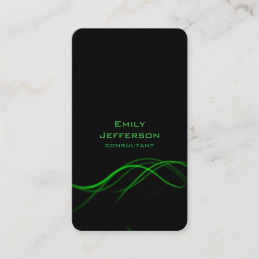 Carte De Visite Verticale Artistic Black Green Courbes Design uniq (Devant)