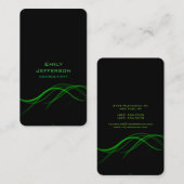 Carte De Visite Verticale Artistic Black Green Courbes Design uniq (Devant / Derrière)