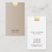 Carte De Visite Verticale beige moderne élégante de remise (Devant / Derrière)