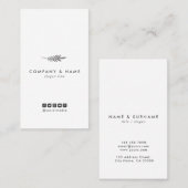 Carte De Visite Verticale blanche et grise de feuille élégante (Devant / Derrière)