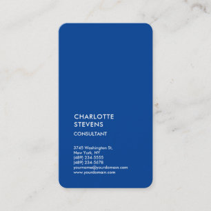Carte De Visite Verticale Bleu Profond Tendance Minimaliste Élégan