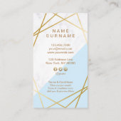 Carte De Visite Verticale bleue de fidélité de marbre géométrique (Dos)