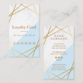 Carte De Visite Verticale bleue de fidélité de marbre géométrique (Devant / Derrière)