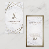 Carte De Visite Verticale de marbre de cheveux de ciseaux Brown (Devant / Derrière)